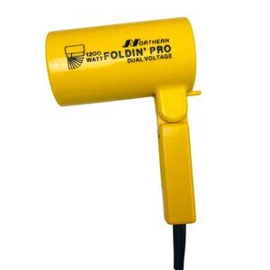Vintage Northern Folding Pro 1200 Watt Travel Hair Dryer Dual Voltage Yellow